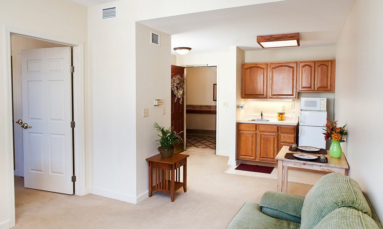 Personal Care Suite Kitchen Area and Door Photo