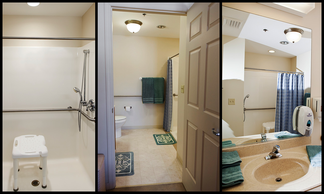 Three Photos of a Personal Care Suite Washroom